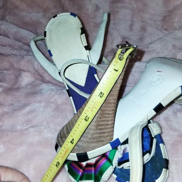 CHANEL Multi-Colored Summer Heels Size 38 - Picture 10 of 12